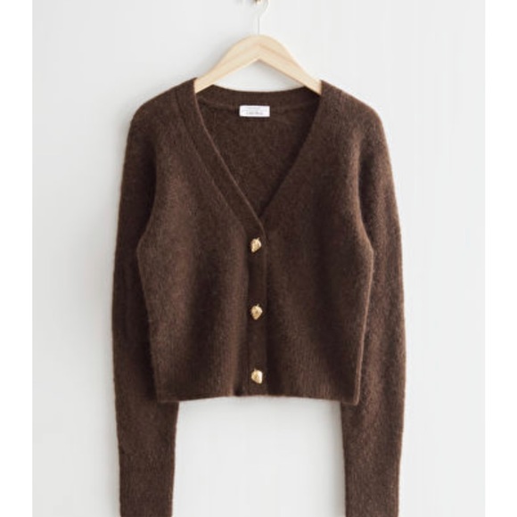 & Other Stories Sweaters - & Other Stories ~ Gold Button Cardigan ~ Dark Brown